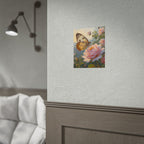 Butterfly on Pink Rose Wall Art - Poster