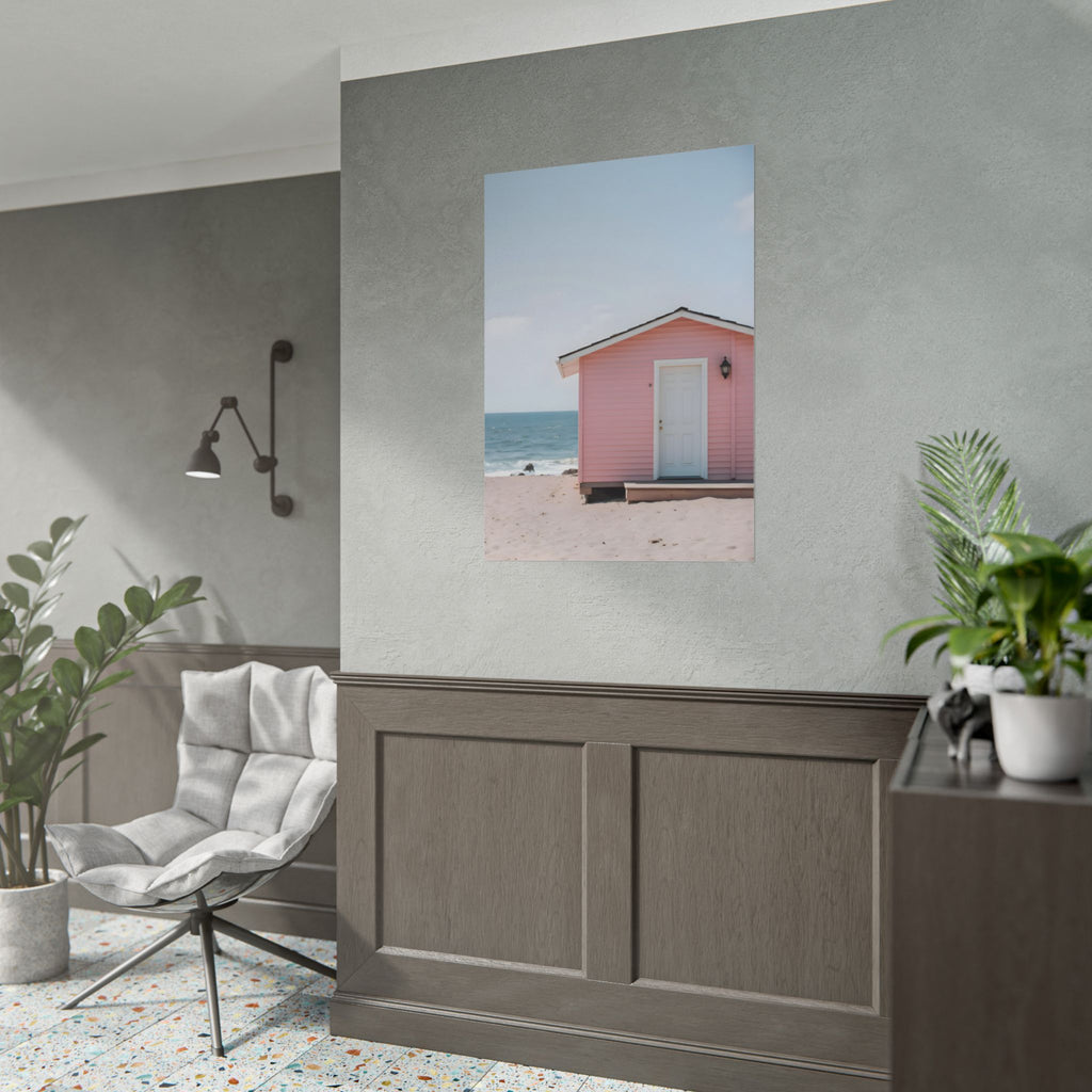 Pink Beach Cottage  Wall Art - Poster