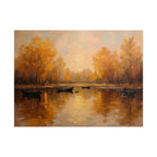 Autumn at the lake with rowboats - Poster