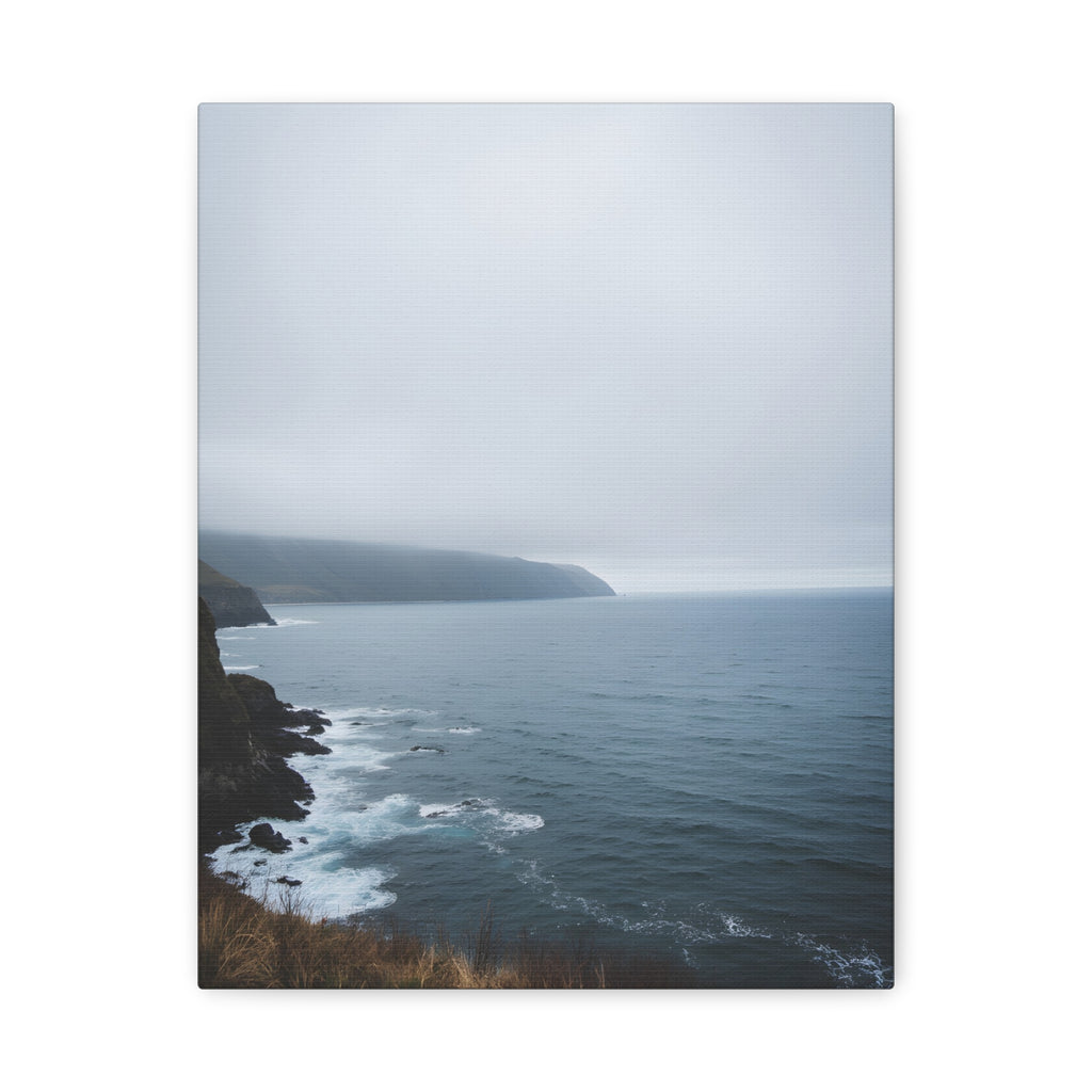 Foggy Coastal Cliff Wall Art  - Stretched Canvas