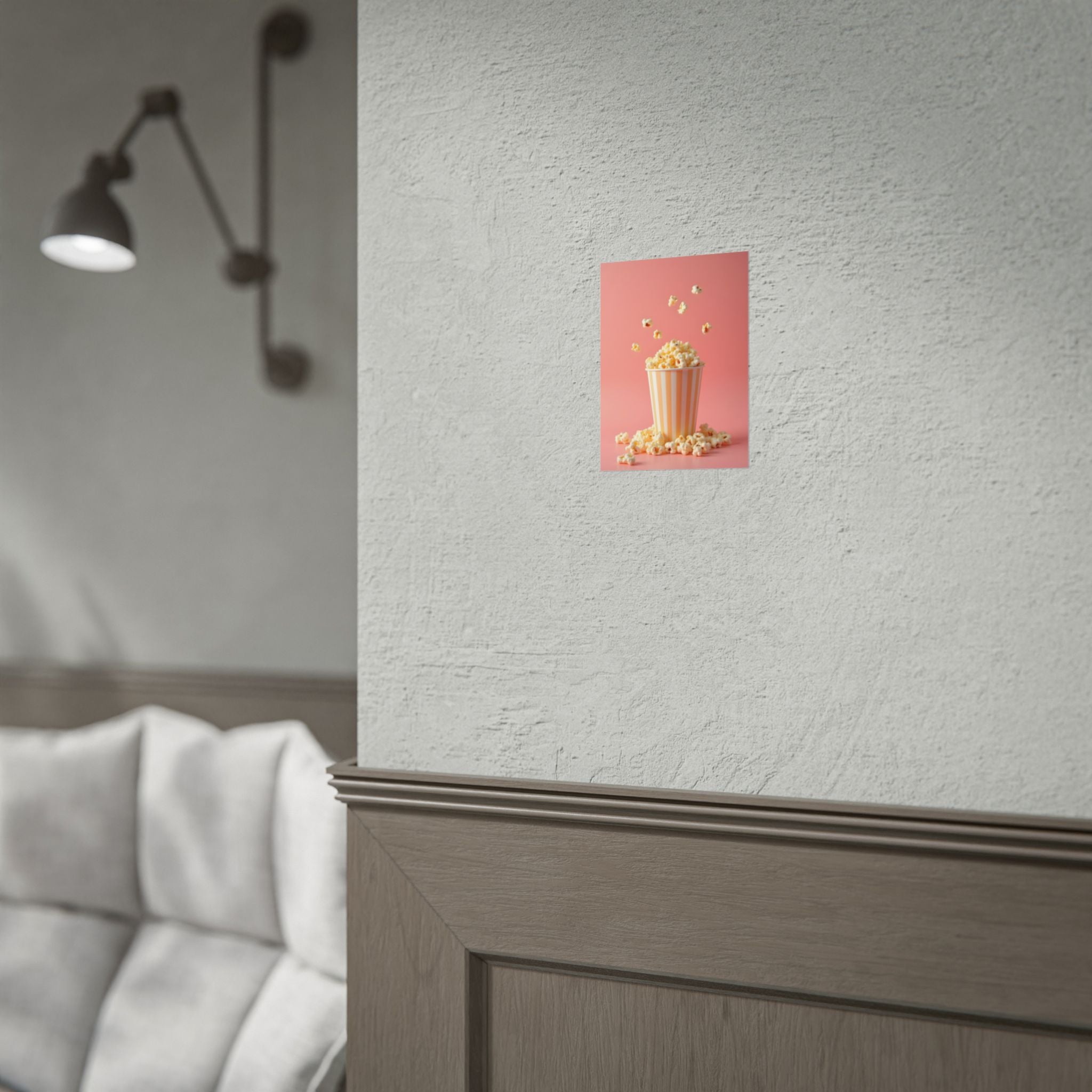 Popcorn with a pink background - Poster