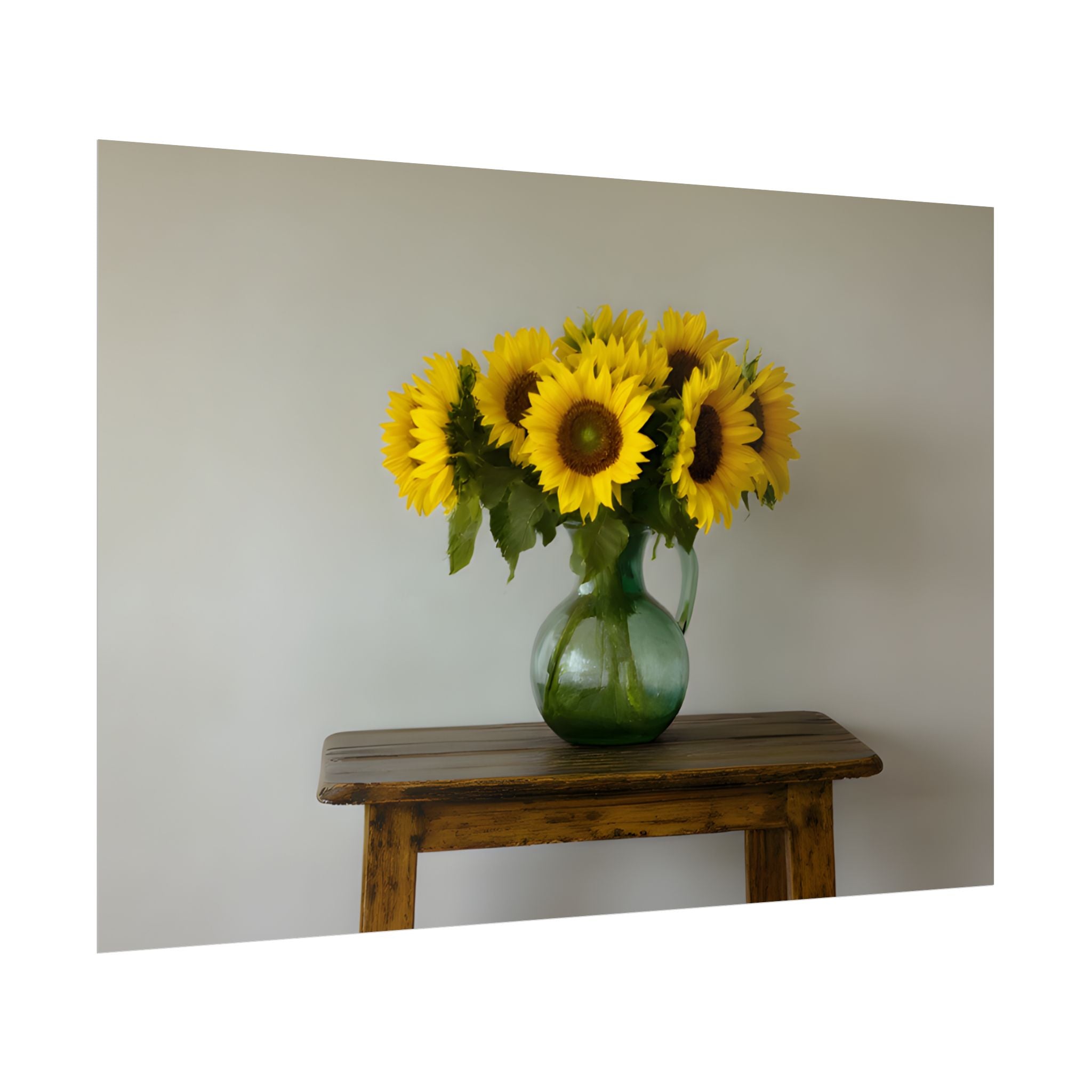 Sunflowers in Green Pitcher Wall Art - Poster
