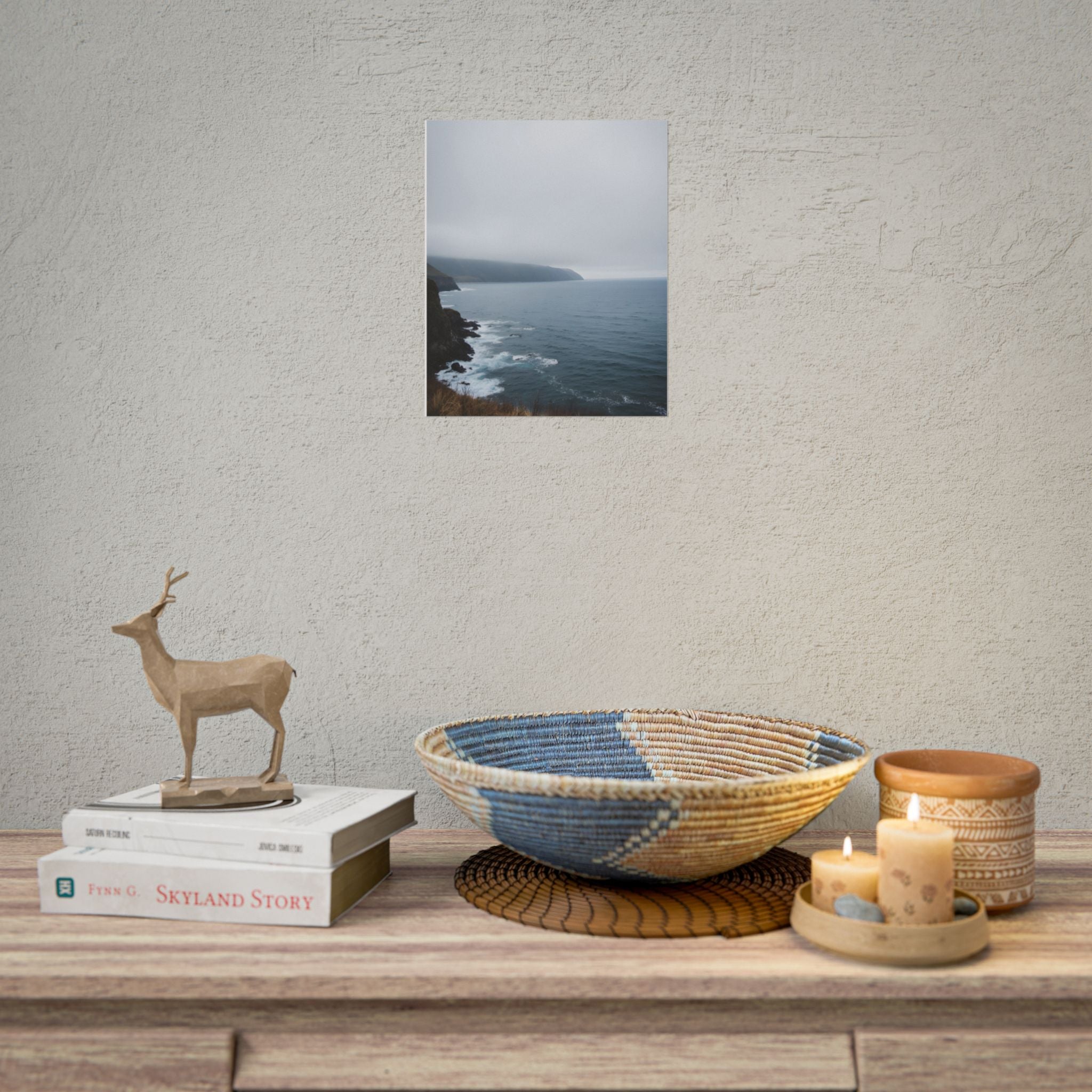 Foggy Coastal Cliff Wall Art  - Poster