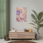Abstract Swirl Poster - Peach & Lavender Fluid Art Rolled Wall Print