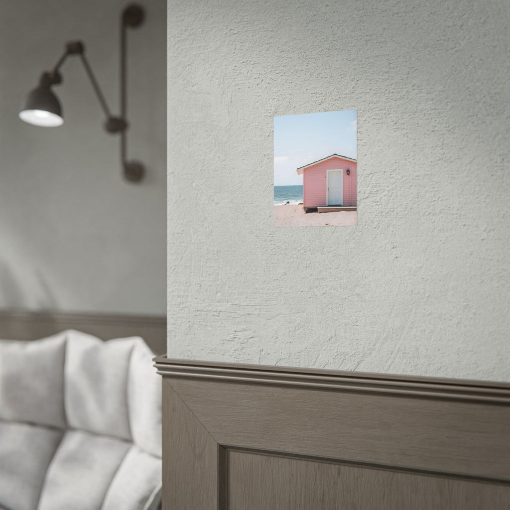 Pink Beach Cottage  Wall Art - Poster