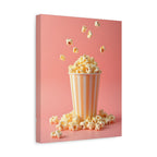 Popcorn with a pink background Wall Art - Stretched Canvas