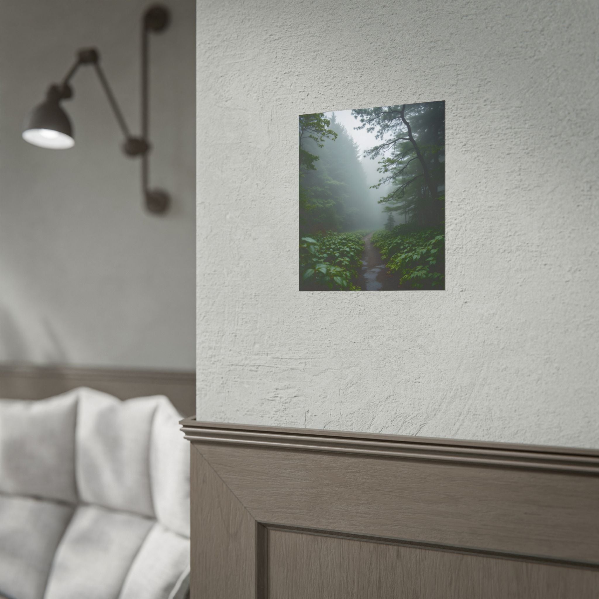 Misty Forest Path  Stretched Wall Art - Poster