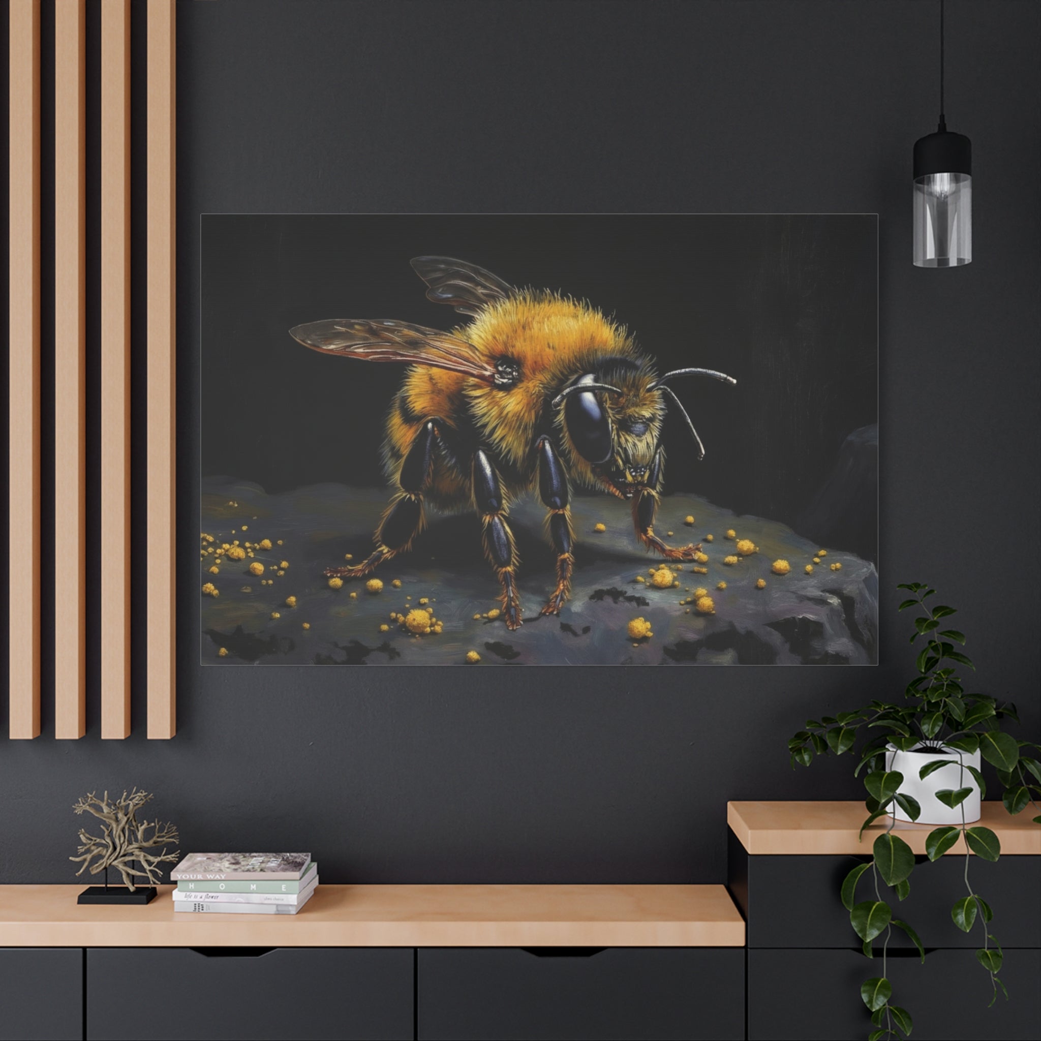 Bumblebee Canvas Print — Realistic Bee Wall Art on Matte Stretched Canvas