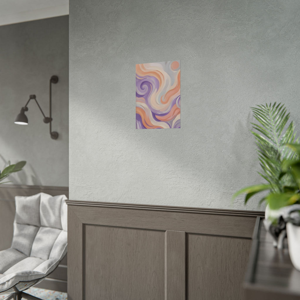 Abstract Swirl Poster - Peach & Lavender Fluid Art Rolled Wall Print