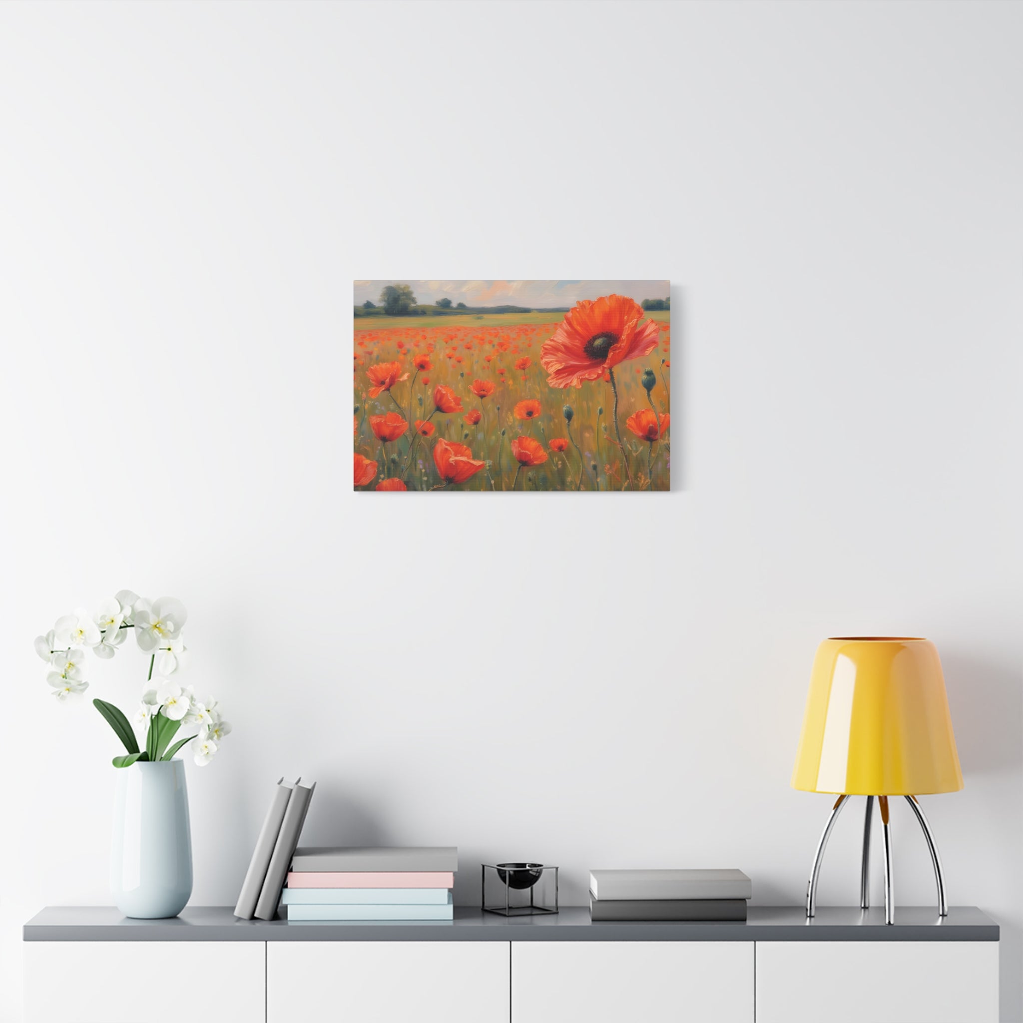 Poppy Field Canvas Wall Art — Matte Stretched Floral Painting