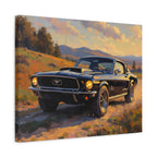 Vintage Mustang Sunset Wall Art - Classic Muscle Car - Stretched Canvas