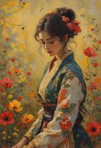 Asian Floral Lady - Digital Design (no physical product will be send)