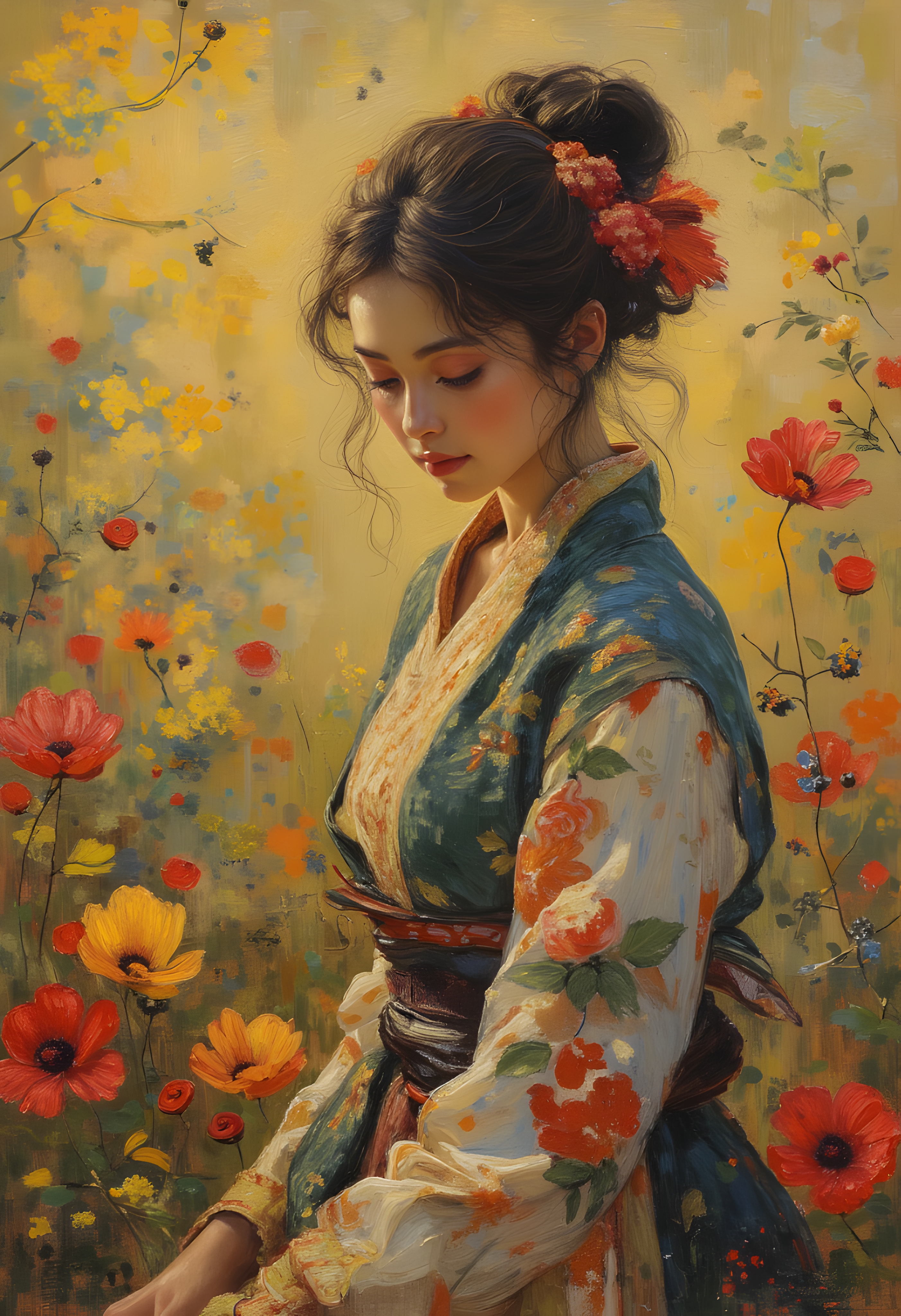 Asian Floral Lady - Digital Design (no physical product will be send)