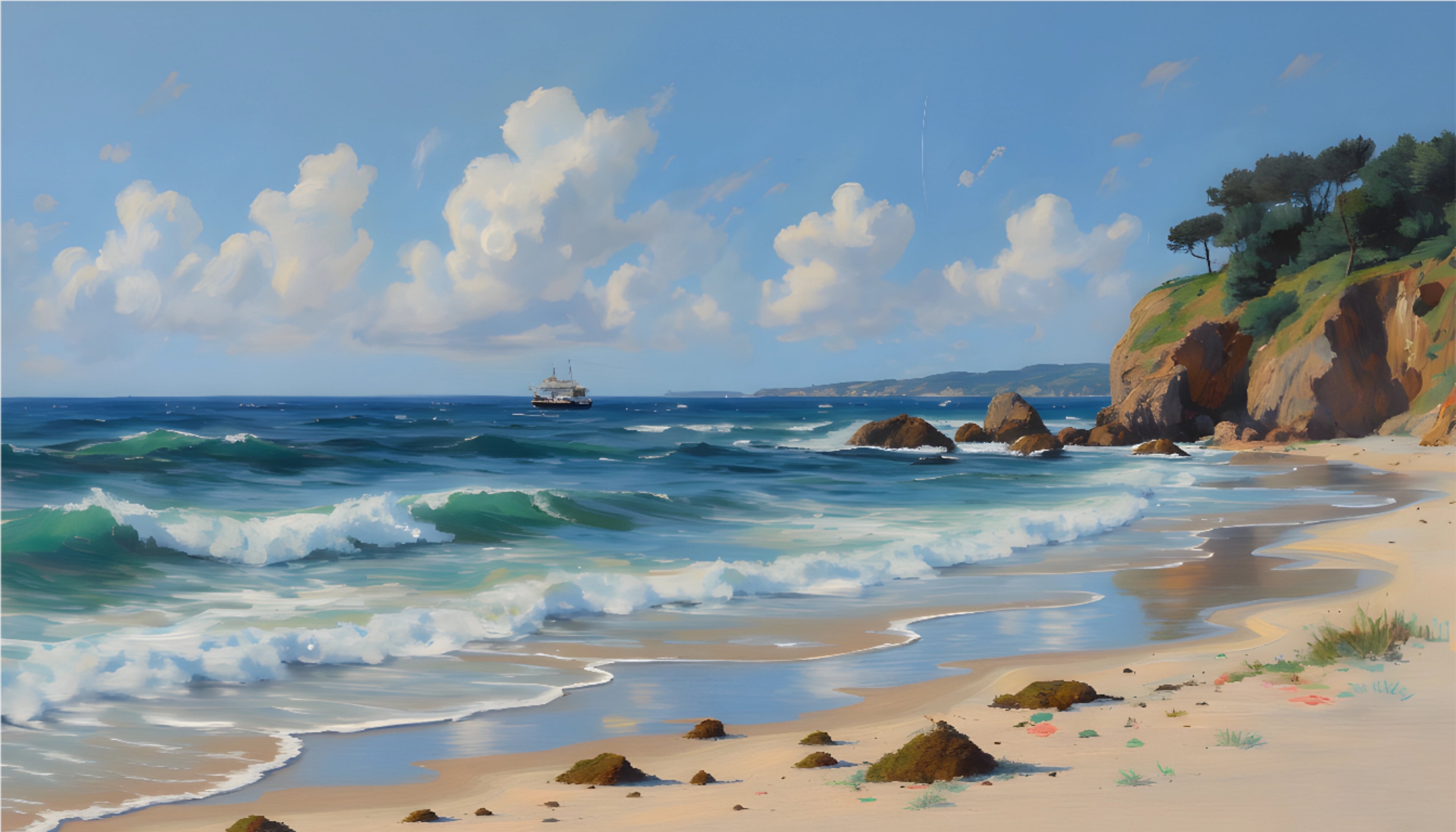 Seaside Beach — Coastal Landscape - Digital Design (no physical product will be send)