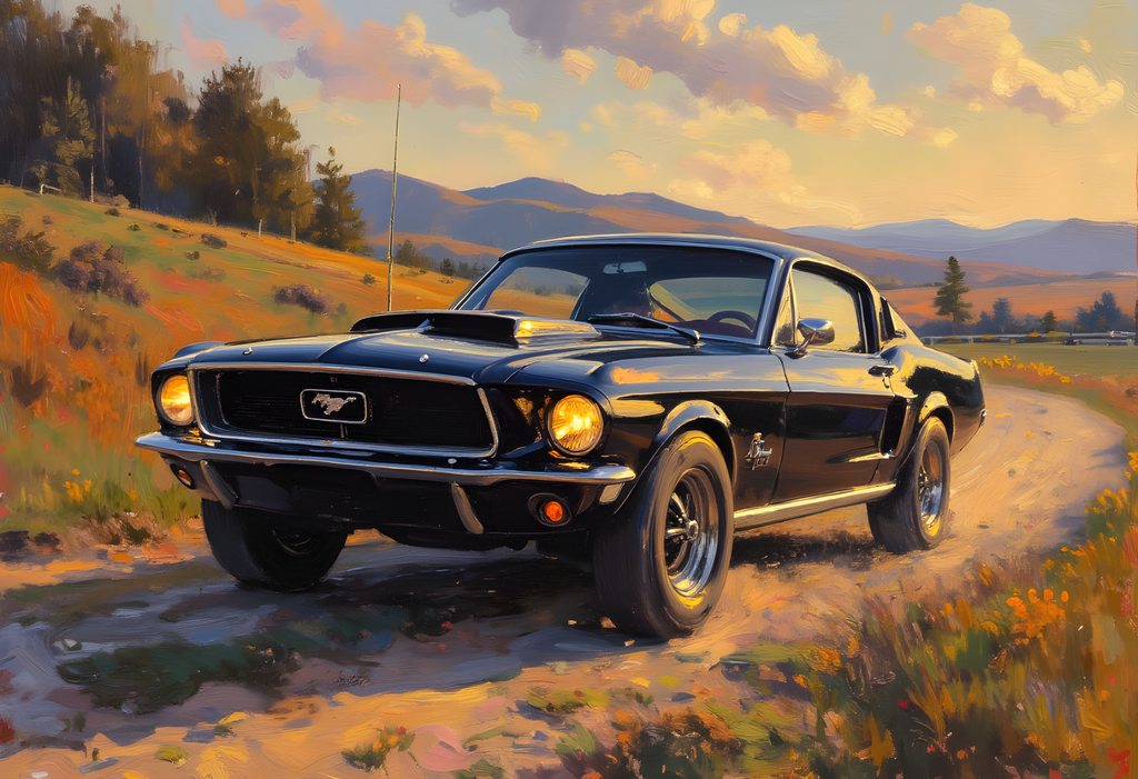 Vintage Mustang Sunset - Classic Muscle Car - Digital Design (no physical product will be send)