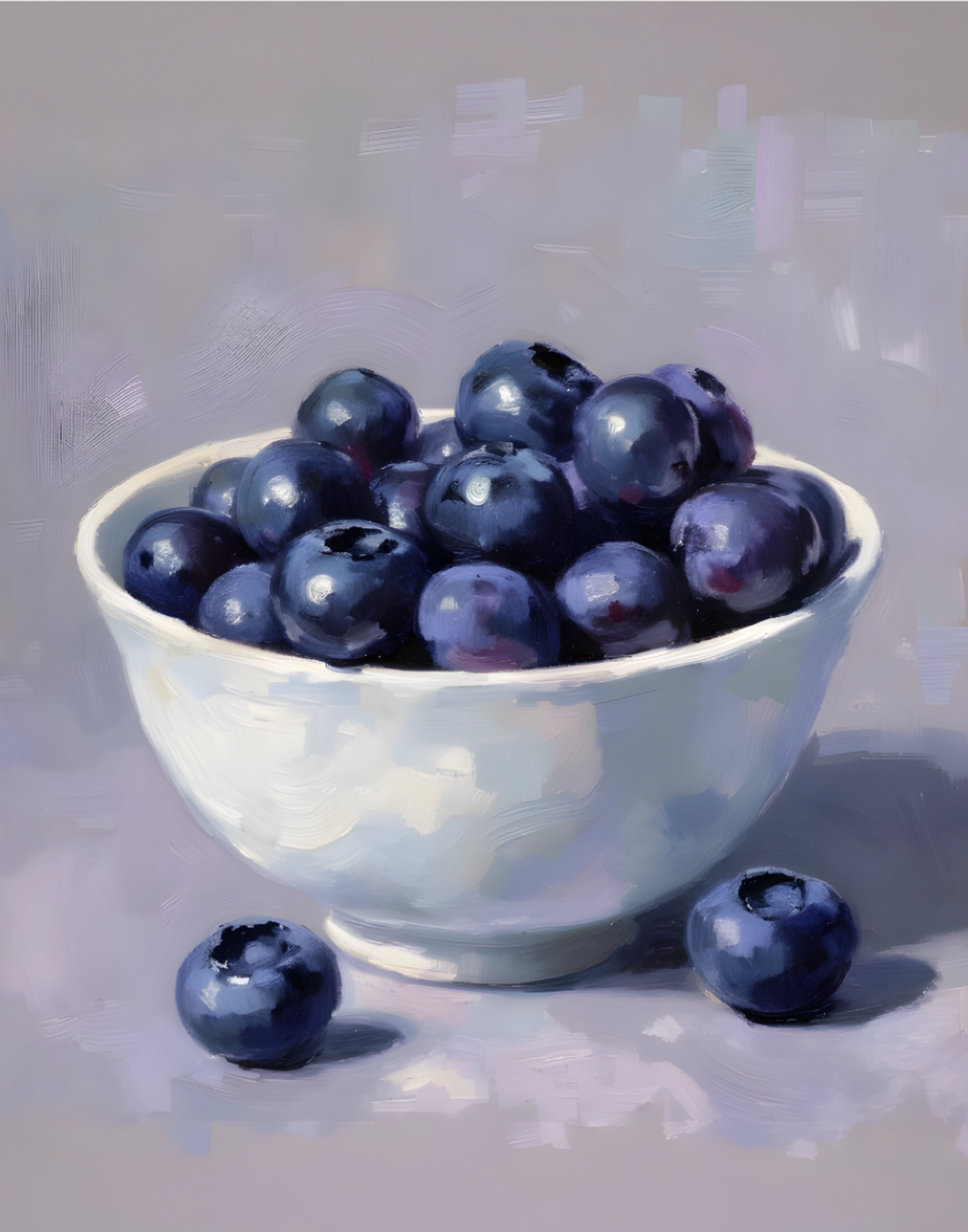 Blueberry Still Life Printable Wall Art, Kitchen Decor Print, Minimalist Fruit Painting, Modern Food Art - Digital Design (no physical product will be send)