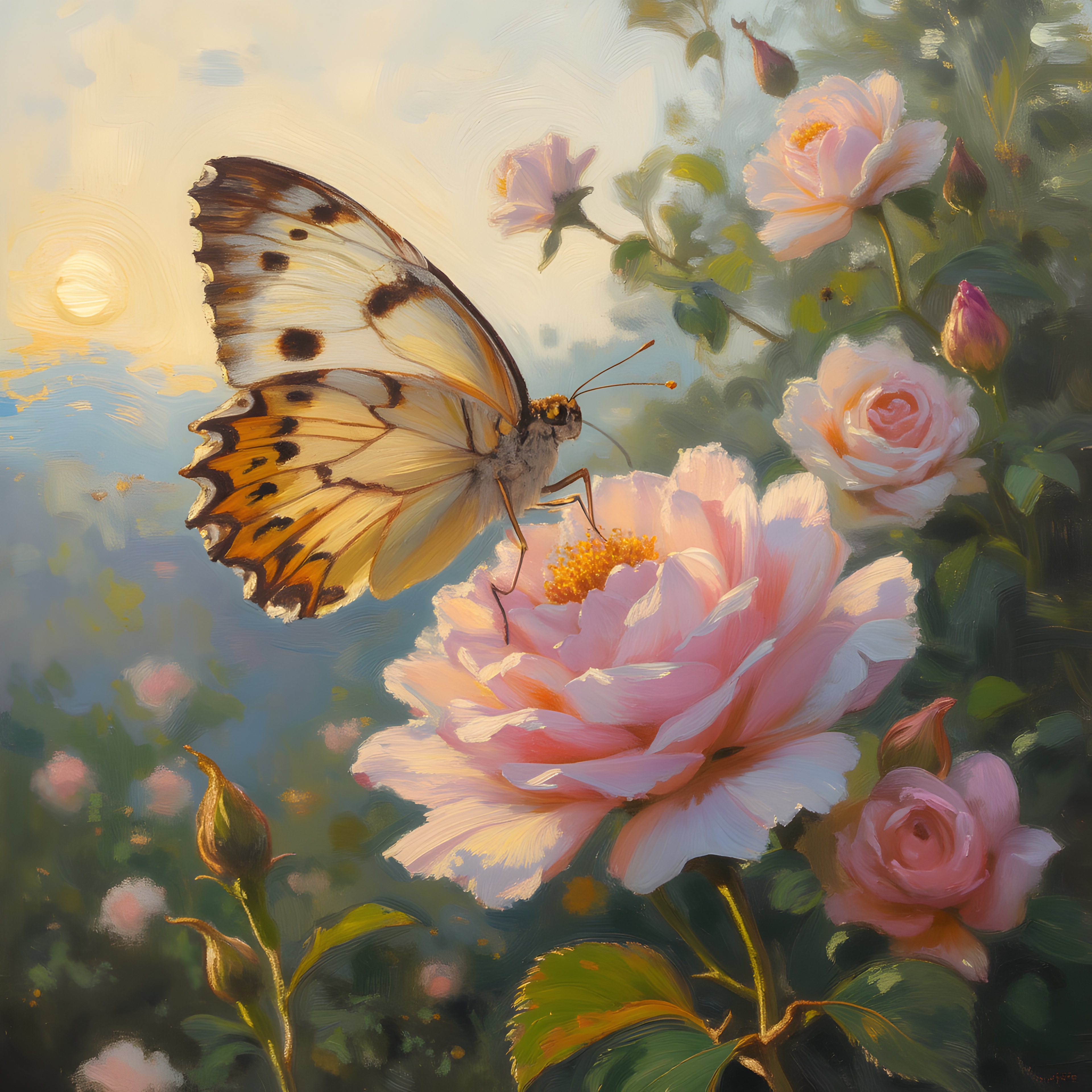 Butterfly on Pink Rose - Digital Design (no physical product will be send)