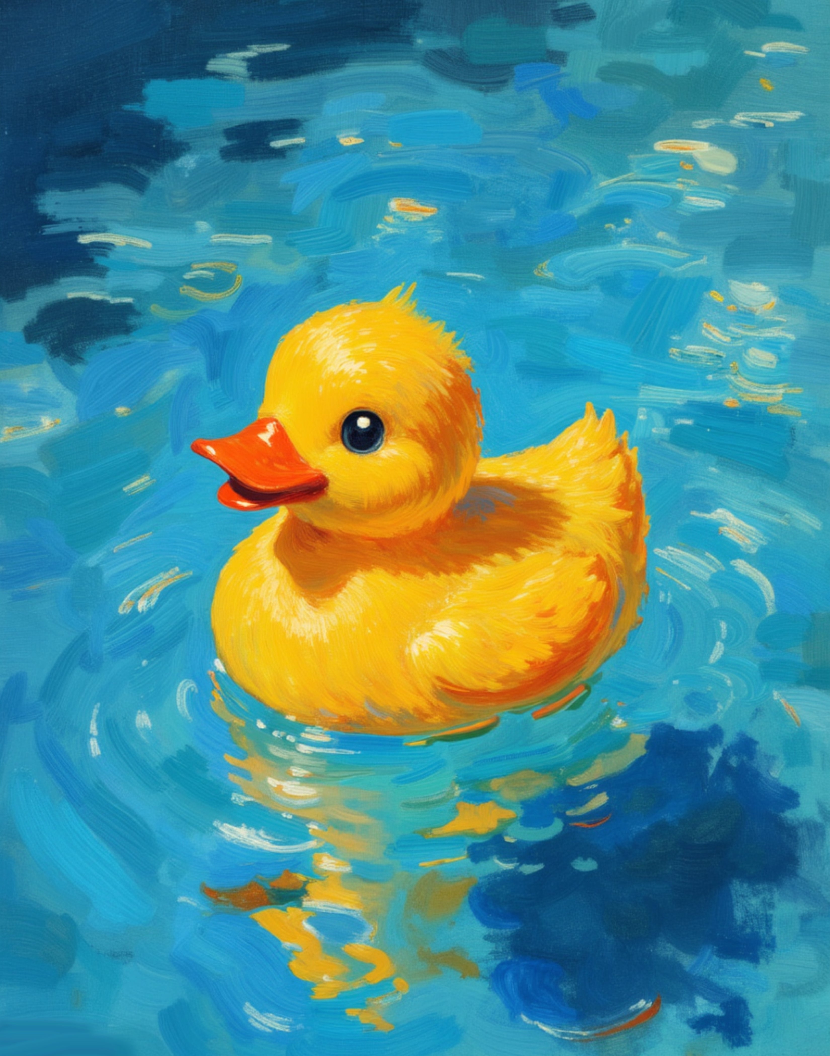 Cute Rubber Duck Printable Wall Art, Yellow Duckling Illustration, Nursery Animal Decor, Kids Room Wall Art - Digital Design (no physical product will be send)