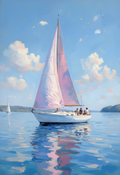 Sailing boat on calm water with pink accents - Digital Design (no physical product will be send)