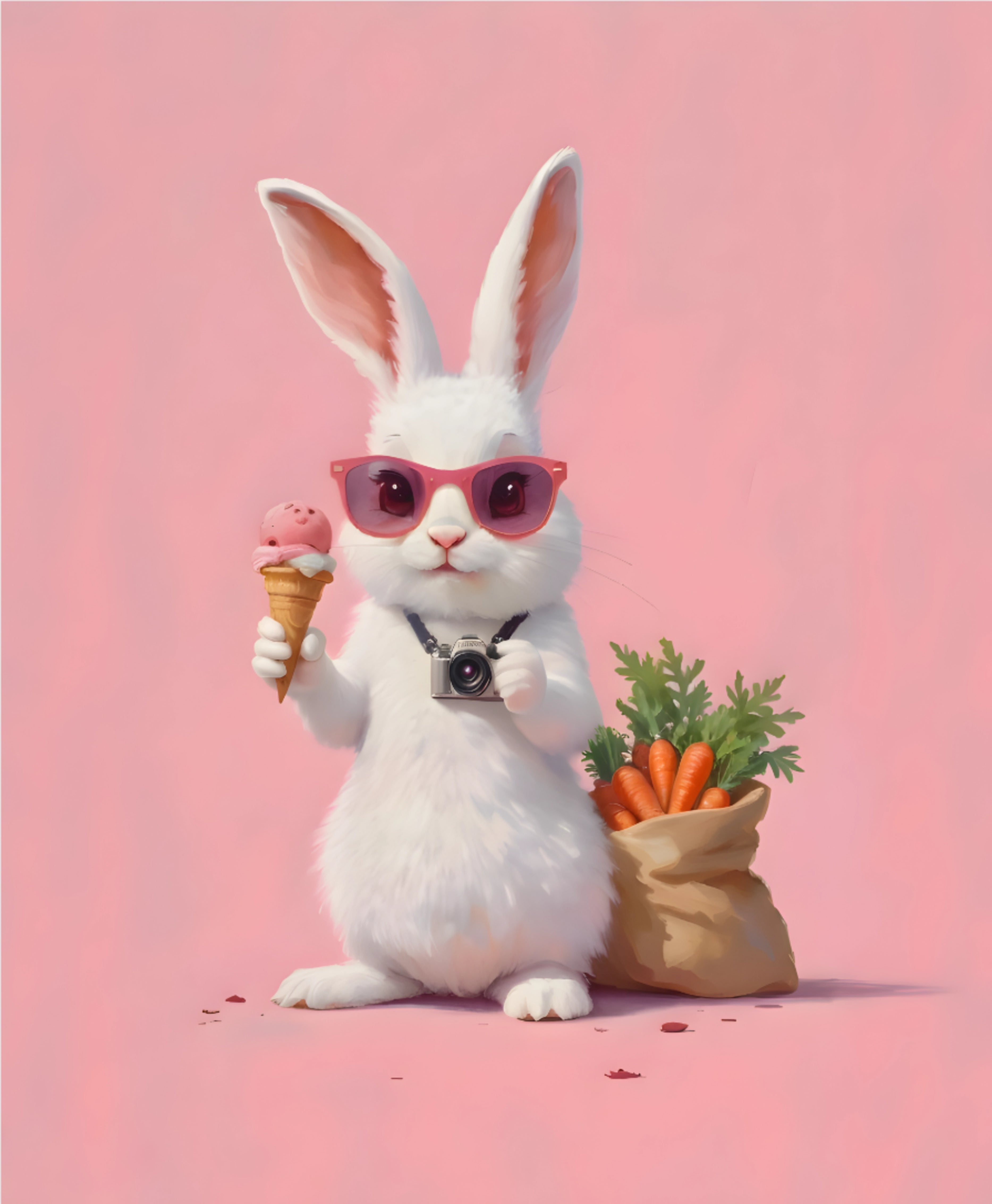 Pink Cute Bunny – Pink Ice Cream Rabbit - Digital Design (no physical product will be send)