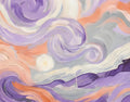 Pastel Swirl Abstracte Kunstprint – Zachte Lavendel & Perzik Impressionistische Stijl Muurdecoratie - Digitaal Ontwerp (er wordt geen fysiek product verzonden)