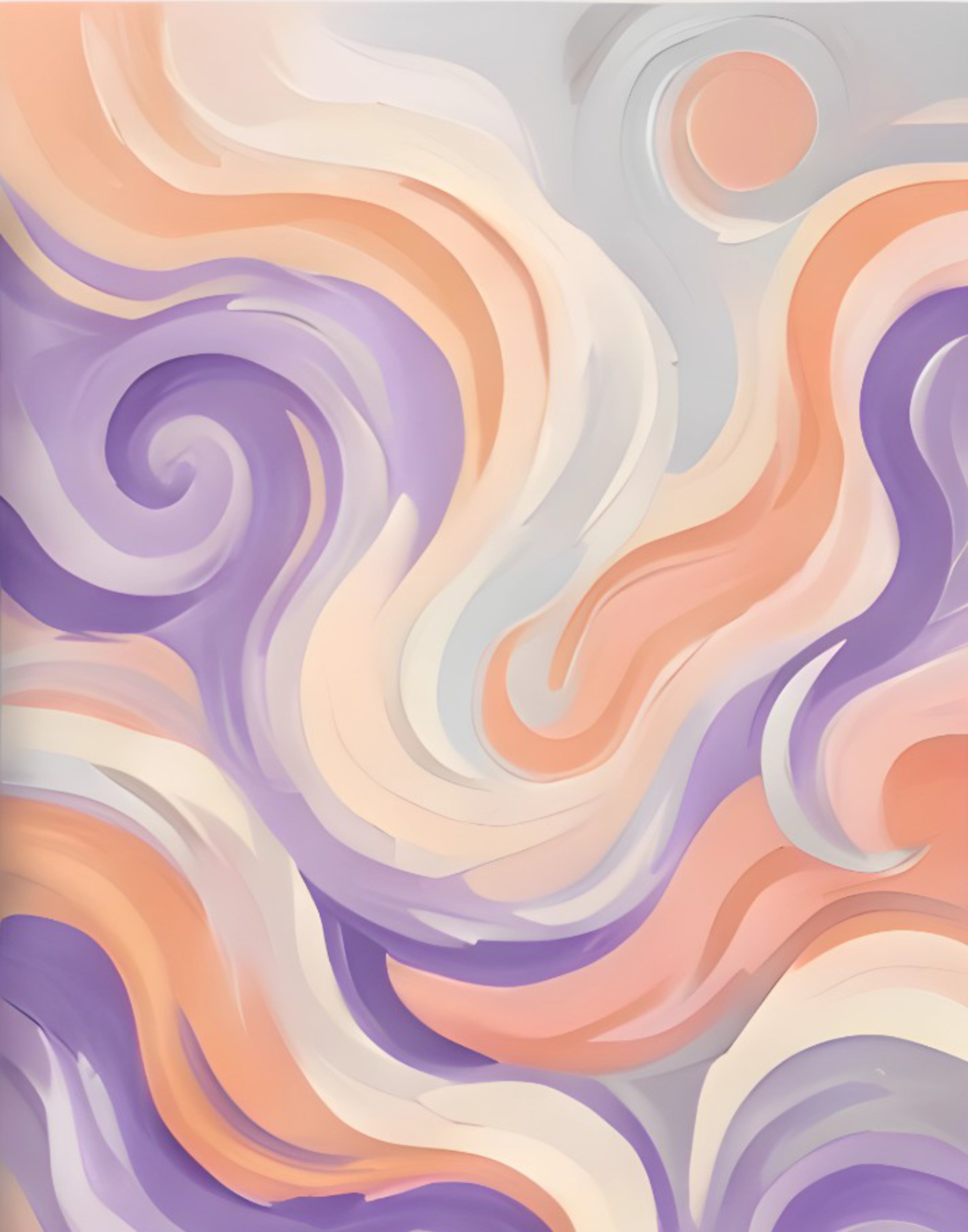 Soft Pastel Abstract Swirl Art Print – Lavender, Peach & Cream Modern Wall Decor - Digital Design (no physical product will be send)